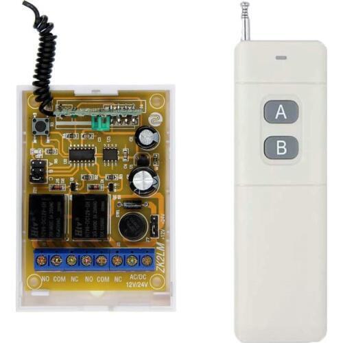 2 IN 1 3000m Wide Range DC 12V 24V 10A 2CH 2 CH RF Wireless Remote Control Switch System Transmitter + Receiver 315/433 MHz
