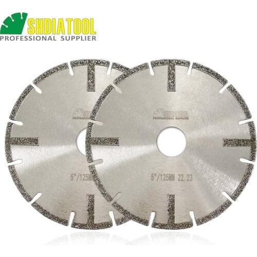 SHDIATOOL 2pcs 5" Electroplated diamond cutting blade Bore 22.23mm125MM reinforced diamond discs granite marble