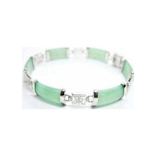 Free shipping 418 Natural Light Green stone 18KGP Fortune Emolument Longevity Luck Clasp Bracelet
