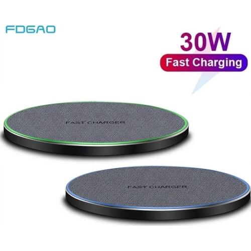 FDGAO 30W Fast Qi Wireless Charger For iPhone 12 11 Pro XS Max XR X 8 Plus USB C Charging Pad for Samsung S9 S10 S20 Note 20 10