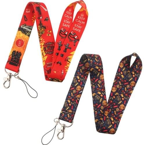 Firemen Keychain Stay Safe Lanyard Neck Strap for Key ID Card Straps Badge Holder DIY Hanging Rope Neckband Accessories