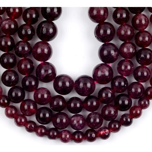 6/8/10mm Natural Dark Red Garnet Beads For Jewelry Making DIY Round Loose Stone Beads Needlework Bracelet Crafts Wholesale 15