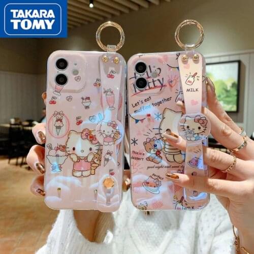 Takara Tomy Hellokitty Blu-ray Mobile Phone Shell for IPhone 6S/7/8P/X/XR/XS/XSMAX/11/12PRO/12MIN Phone Couple Case Cover