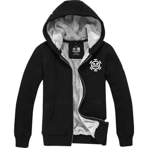 One Piece Cosplay Hoodies Print Logo Cosplay Trafalgar Law Costume Thicken Sweater Hoodie Jacket Coat Only