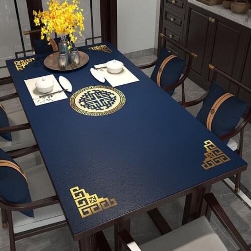 Chinese style chinese knot Leather tablecloth No wash Waterproof pvc Coffee tablecloth oil proof Solid color Table mat Home use