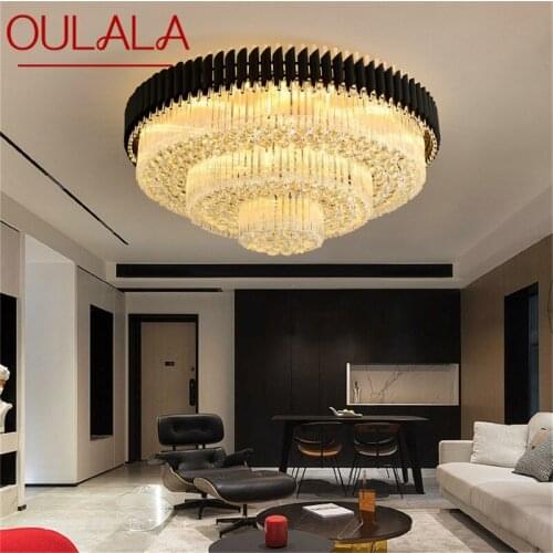 OULALA Round Ceiling Lighting Postmodern Luxury Crystal LED Lamp Fixtures Home For Dining Room Decoration