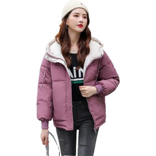 Plus size womens down jacket new Korean students loose bf winter overcoat thickened hooded female down jacket cotton Parker coat