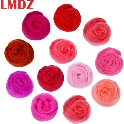 LMDZ 100g Soft Dyed Wool Tops Roving Wool Fibre For DIY Needle Felting Doll Needlework Spinning Sewing Material Red Color