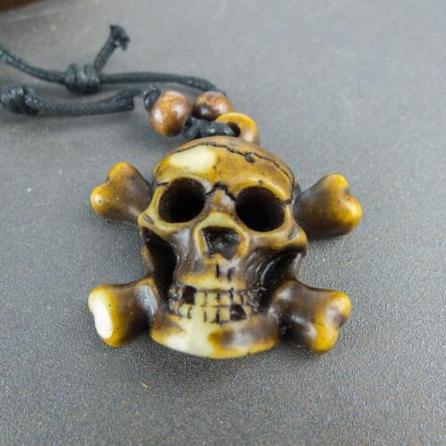 Human Skull man jewelry Bone Art Imitation Yak Bone Material Necklace Pendant Vintage Mens Necklaces #GZ124