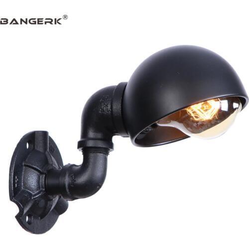 Retro Single Head Water Pipe Wall Lamp Loft Decor LED Wall Light Iron Black E27 Edison Wall Sconce Indoor Lighting Luminaire