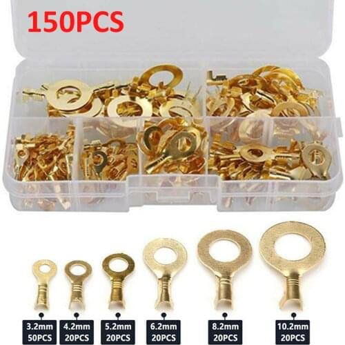 New 150Pcs M3 M4 M5 M6 M8 M10 Ring Cable Lugs Ring Eyelets Crimp Terminals Assortment Set For Machinery Equipment Factory