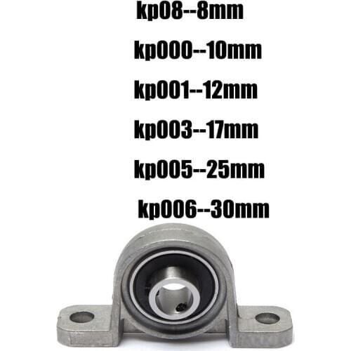 Zinc Alloy Diameter 8mm 10mm 12mm 17mm Bore Ball Bearing Pillow Block Mounted Support KP08 KP000 KP001 kp003 kp005 kp006