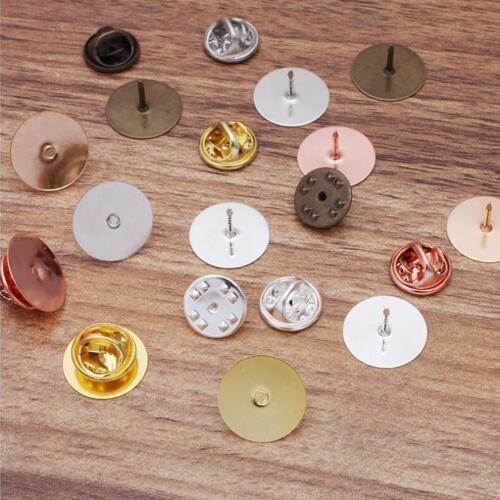 500pcs butterfly buckle spur pin 10-15mm bezel blank brooch base badge collar pins with backs