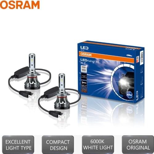 OSRAM LED H7 6000K XLZ CLASSIC Super Bright Headlight Cool White Car Bulb 12V 18W Super Mini Auto Light +120% Brightness (2 Pcs)