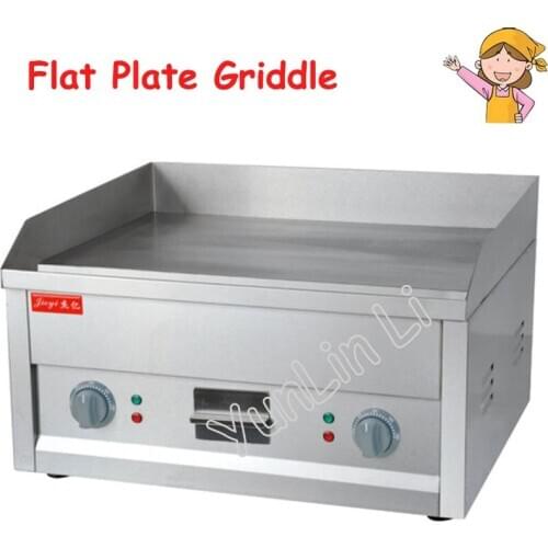 Flat Plate Electric Griddle Stainless Steel Grooved Electric Grill Electric Cooking Plate for Commercial or Camping FY-610