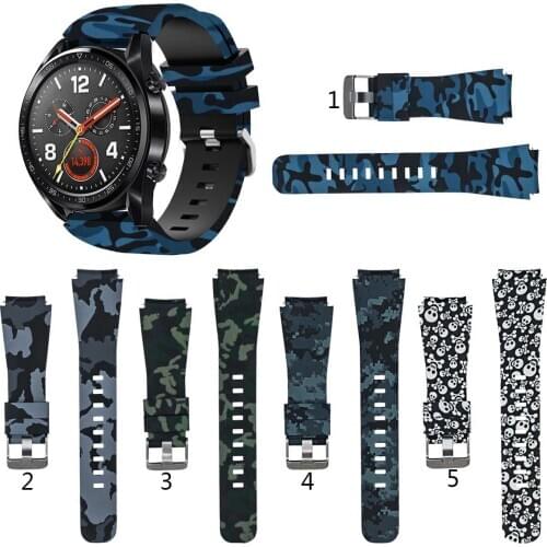 Camo Silicone Strap Band for Huawei Watch GT GT2 42mm 46mm Pro GT2e Honor Watch Magic Dream Replacement band 22mm