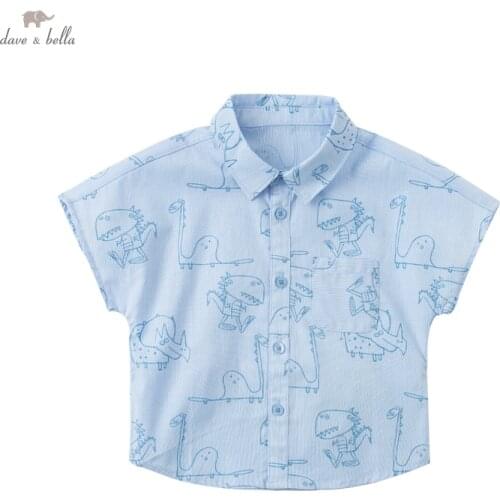 DBX17723 dave bella summer fashion baby boys cartoon print shirts infant toddler tops children high quality clothes