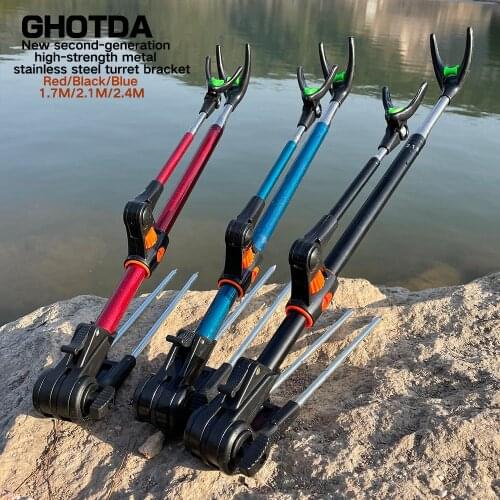 Fishing Equipment Telescopic Fishing Rods Holder Folding Stainless Steel Hand Rod Holder Use 1.7M 2.1M 2.4M