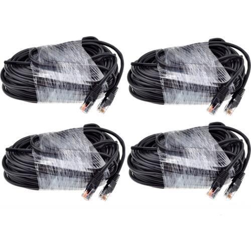 Gadinan 4pcs RJ45 CAT5E CAT5 LAN Ethernet Network Cable Black 20M 60ft special for IP PoE Camera System Set Kit