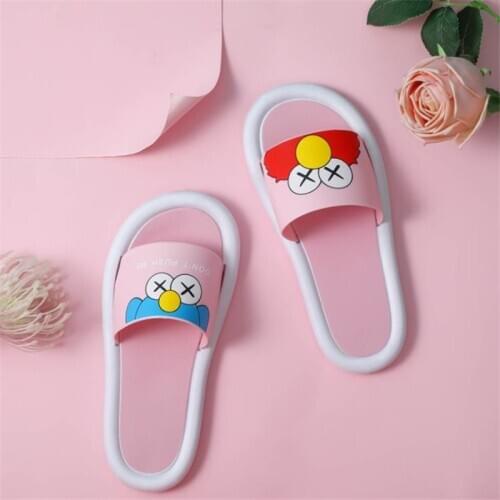 Four Seasons Cute Home Slippers Ladies PVC Cartoon Floor Sandals Womens Indoor Bathroom Slides Girls Colorful House Shoes 2020