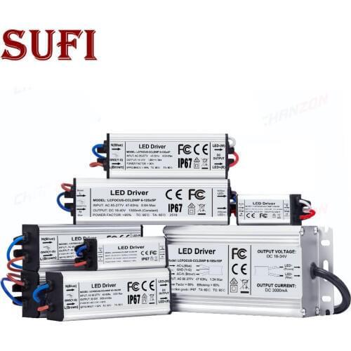 1W 3W 5W 10W 20W 30W 36W 50W 100W LED Driver Waterproof Lighting Transformers AC85-265V Power Supply Adapter for DIY LED Lamp