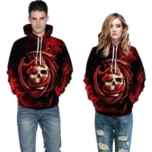 Hoodie Four Seasons Universal Fashion Top Mens Womens Long Sleeve 3D Printing Skull Harajuku Sports Pullover Casual Clothes