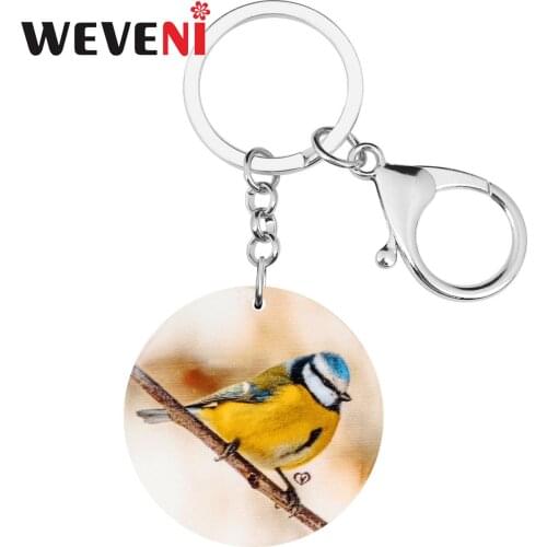 WEVENI Acrylic Cute Robin Bird Keychains Animal Key Ring Jewelry For Women Lover Girls Classic Gift Wallet Accessories Charms
