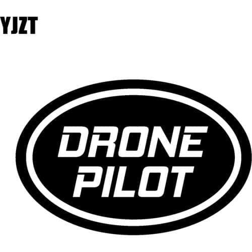 YJZT 13.2CM*8.7CM " DRONE PILOT " Oval UAV Drone Vinyl Decal Car Sticker Black/Silver C3-0188
