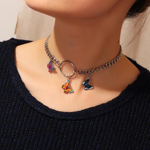 Harajuku Punk Style Butterfly Choker Necklace Jewelry Women Collares Gothic Hip Hop Gift Necklace Collares Mujer 35+10cm