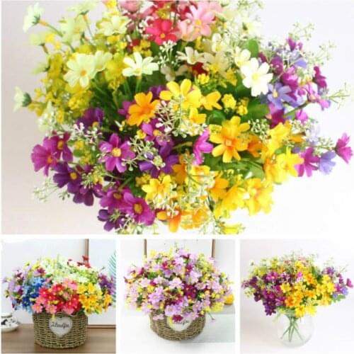 1 Bouquet 28 Heads Artificial Mini Daisyed Silk Cloth Flower Sweet Wedding Party Decor For home decoration accessories