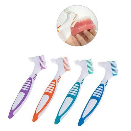 Cesoon 1Pc Denture Cleaning Brush Oral Care Double Sided Toothbrush Dental Teeth