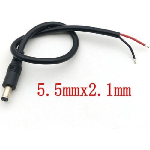 10PCS 2.1mm (2.5mm) x 5.5mm DC Power Male Plug 18AWG CABLE 27cm