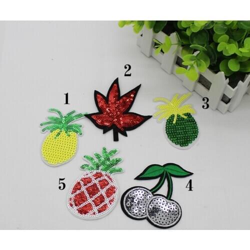 100 Pcs/lot Sequins Small Embroidery Patches Pineapple Fruits Flowers Children Clothing Bags Hats Sewing Accessories