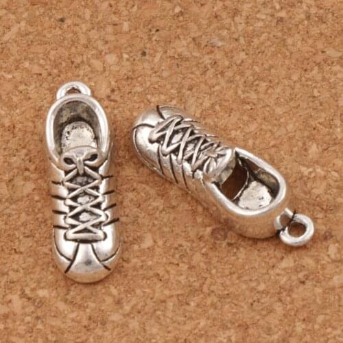12Pcs Sport Shoes Charm Beads MIC Zinc Alloy Pendants Jewelry DIY 27.5x9mm L251