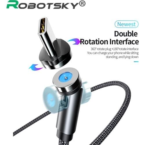 3In1 Fast Charging Type C Micro USB 540 Degree Rotating Magnetic Data Cable Multi-function Rotating Bending Magnetic Cable