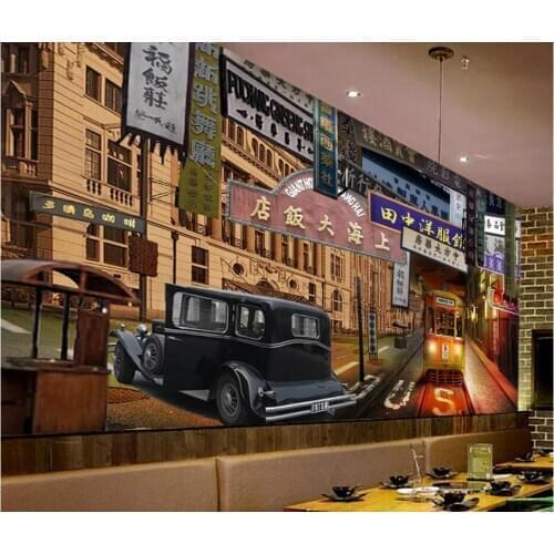 3d wall murals wallpaper for living room Old Shanghai bustling street bar cafe background home decor wall paper for walls 3 d