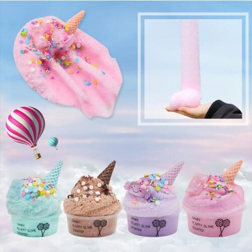 60ml Cotton Candy Cloud Ice Creamcone Slime Swirl Scented-clay Toy DIY Slime Supplies Fluffy Charms Slime Activator For Kids Toy