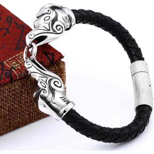 Beier 316L Stainless Steel DIY dropshipping thors hammer mjolnir norse viking scandinavian dragon head bracelet Men jewelry