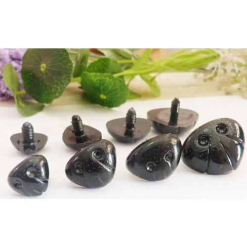 40pcs/lot 16x20mm/20x26mm/20x30mm/28x35mm black plastic safety toy point dog nose & hard washer for plush doll findings