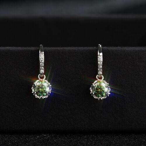BOEYCJR S925 snowflake 0.5/1ct blue green Moissanite VVS1 Fine Jewelry Diamond Stud Earring With national certificate for Women