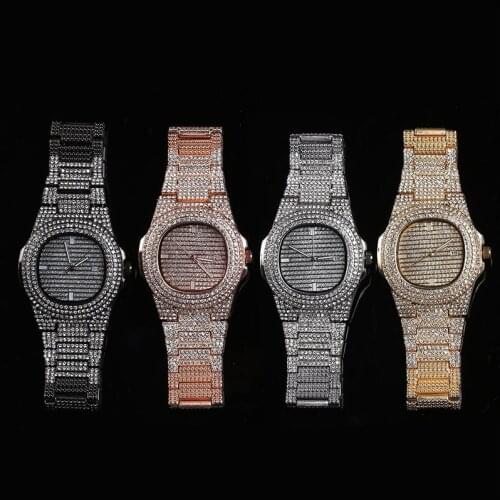 Brand Iced Out Diamond Watch Quartz Gold HIP HOP Watches With Micropave CZ Stainless Steel Watch Clock relogio