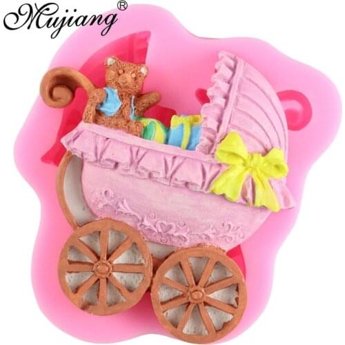 Baby Stroller Candle Clay Silicone Soap Molds Birthday Fondant Cake Decorating Tools Cookie Candy Chocolate Gumpaste Moulds