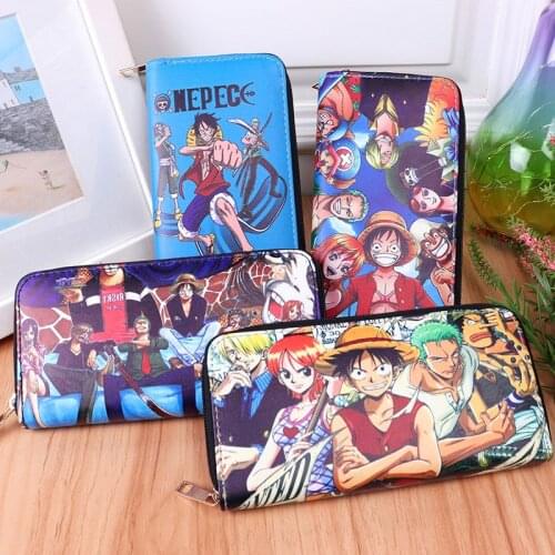 One Piece Anime Printed PU Leather Long Wallet Student Creative Cartoon Zipper Coin Purse Luffy Chopper Card Holder Clutch Gift