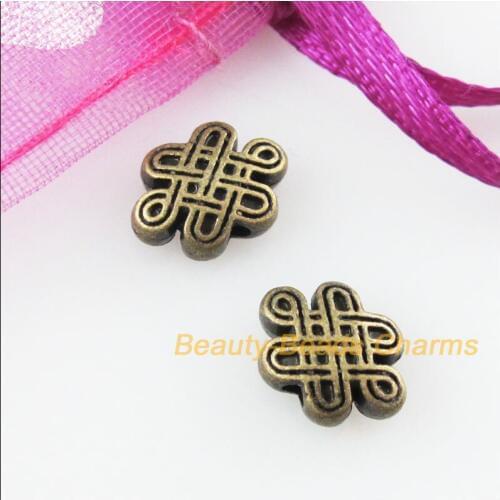 30Pcs Antiqued Bronze Color Oval Chinese Knot Spacer Beads Charms 7x10mm