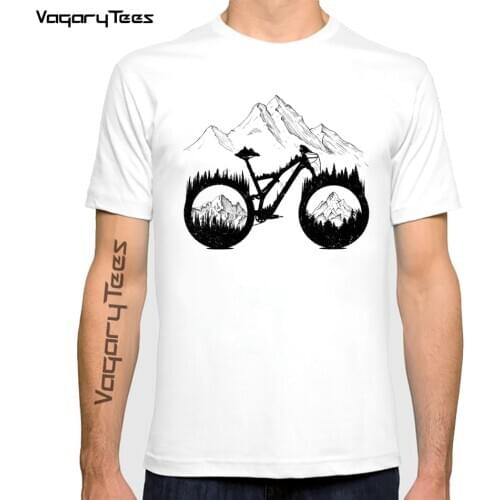 Vagarytees Bicycles Enduro Mountains Print t shirt Summer Men Short Sleeve Creativity Bikes Print Casual Hip Hop tshirt