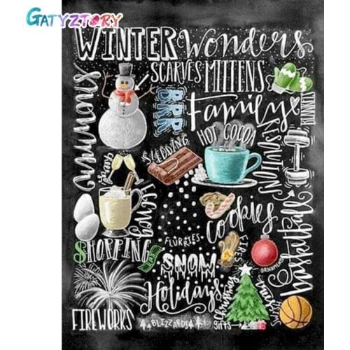 GATYZTORY Diamond Painting Blackboard Painting Rhinestones Mosaic Wall Art Cartoon Cross Stitch Home Wall Decortion