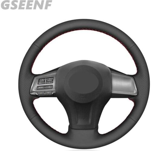 Car Steering Wheel Cover For Subaru Forester 2013-2016 Legacy Outback 2012-2014 XV 2011-2015 Black DIY Artificial Leather