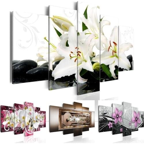 5 Plane Lily Flower Canvas Painting Wall Art Picture Home Decoration Living Room Decoration Canvas Print Painting (No Frame)