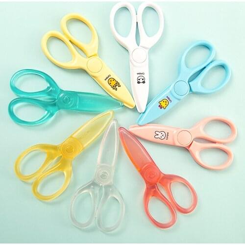 KOKUYO WSG-HSJ230 Pastel Cookie Translucent ABS Resin Childrens Scissors Safety Protection Hands Kindergarten Stationery