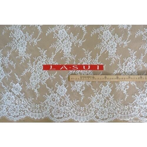 LASUI New product 1.5m*3 m off white Eyelash French lace Advanced custom wedding packing lace 3D sense of strong beautiful